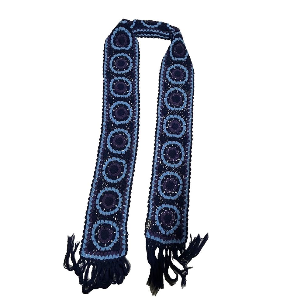 Cejon Accessories Crochet Granny Square Tassel Scarf Blue Purple
